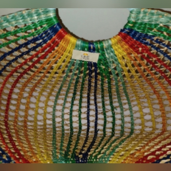 Rainbow Fan Rattan Beach Bag from Anthropologie by C&C California - Picture 9 of 12